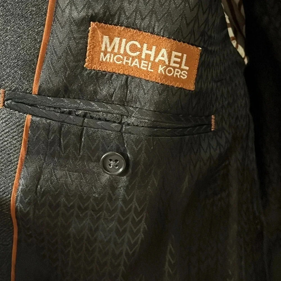 Michael Kors dark gray windowpane check Lambs wool Blazer‎ Men’s 42R Woolmark - Picture 8 of 10